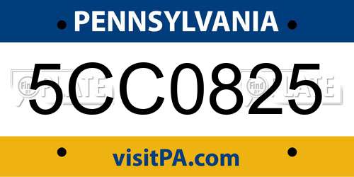 5CC0825 Pennsylvania License Plate