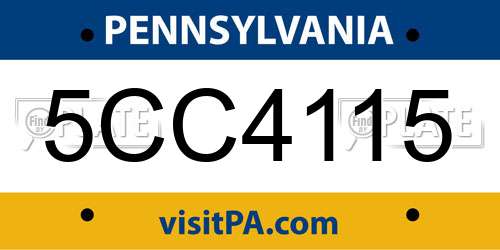 5CC4115 Pennsylvania License Plate