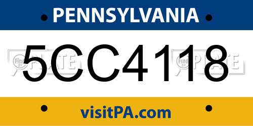 5CC4118 Pennsylvania License Plate