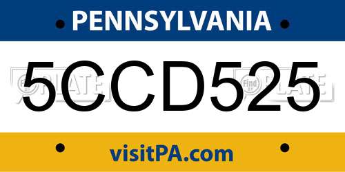 5CCD525 Pennsylvania License Plate