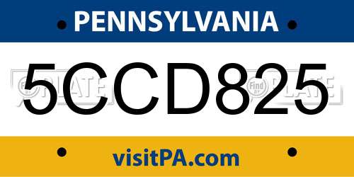 5CCD825 Pennsylvania License Plate