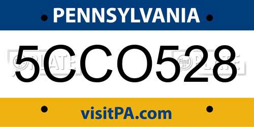 5CCO528 Pennsylvania License Plate