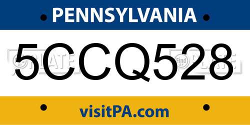 5CCQ528 Pennsylvania License Plate