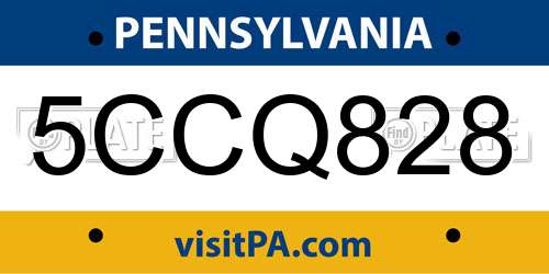 5CCQ828 Pennsylvania License Plate