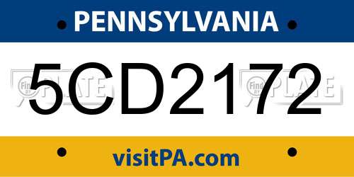 5CD2172 Pennsylvania License Plate