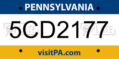 5CD2177 Pennsylvania License Plate
