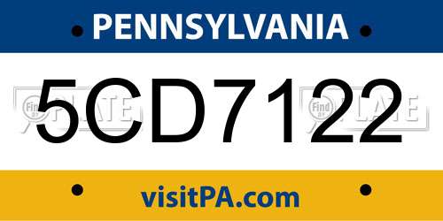 5CD7122 Pennsylvania License Plate