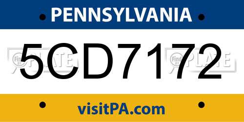5CD7172 Pennsylvania License Plate