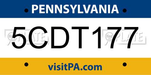 5CDT177 Pennsylvania License Plate