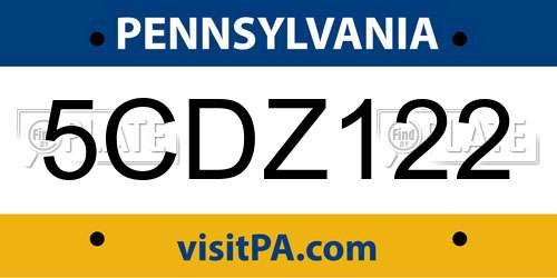 5CDZ122 Pennsylvania License Plate