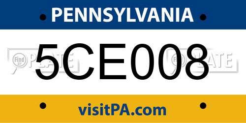 5CE008 Pennsylvania License Plate