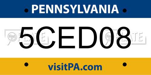 5CED08 Pennsylvania License Plate