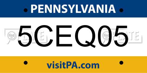 5CEQ05 Pennsylvania License Plate
