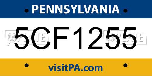 5CF1255 Pennsylvania License Plate