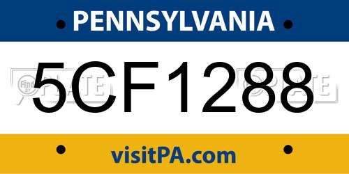5CF1288 Pennsylvania License Plate