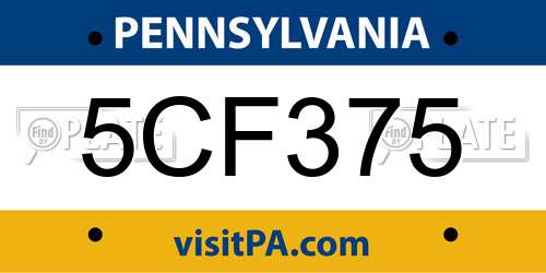 5CF375 Pennsylvania License Plate