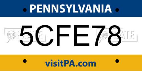 5CFE78 Pennsylvania License Plate