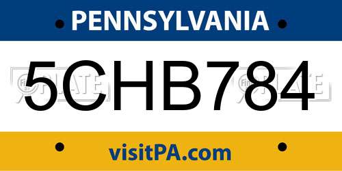 5CHB784 Pennsylvania License Plate