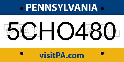5CHO480 Pennsylvania License Plate