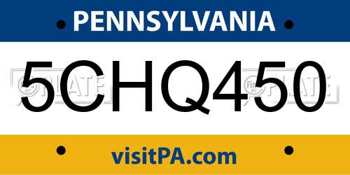 5CHQ450 Pennsylvania License Plate