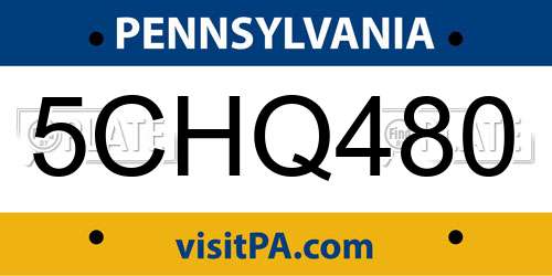 5CHQ480 Pennsylvania License Plate