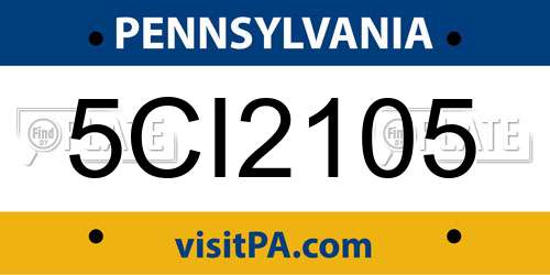 5CI2105 Pennsylvania License Plate