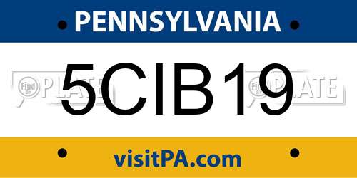 5CIB19 Pennsylvania License Plate