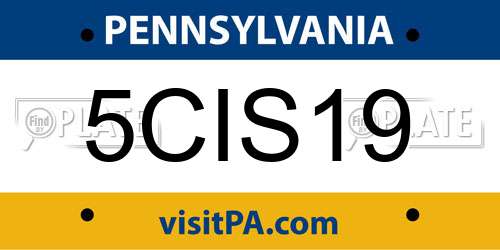 5CIS19 Pennsylvania License Plate