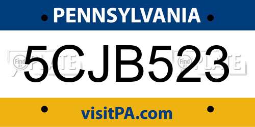 5CJB523 Pennsylvania License Plate