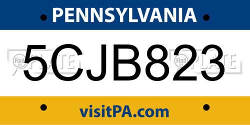 5CJB823 Pennsylvania License Plate