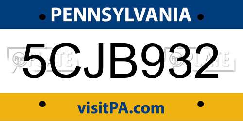 5CJB932 Pennsylvania License Plate