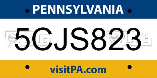 5CJS823 Pennsylvania License Plate