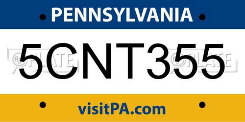 5CNT355 Pennsylvania License Plate