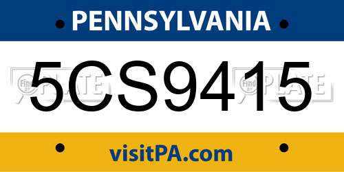 5CS9415 Pennsylvania License Plate