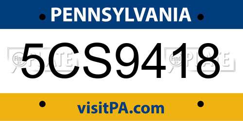5CS9418 Pennsylvania License Plate