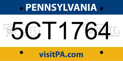 5CT1764 Pennsylvania License Plate