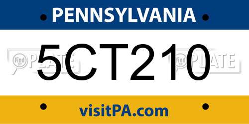 5CT210 Pennsylvania License Plate