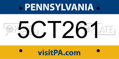 5CT261 Pennsylvania License Plate