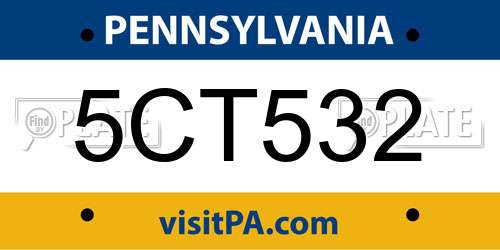 5CT532 Pennsylvania License Plate