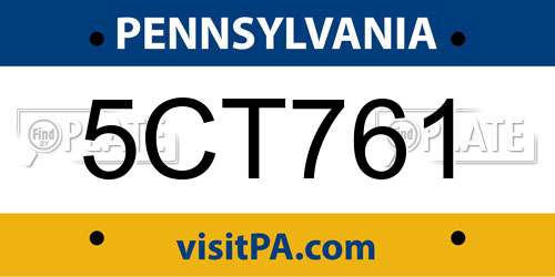 5CT761 Pennsylvania License Plate