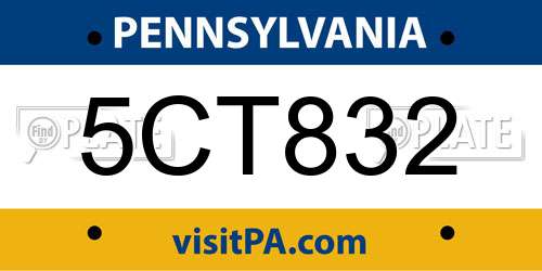 5CT832 Pennsylvania License Plate