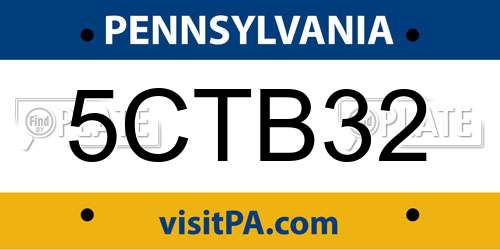 5CTB32 Pennsylvania License Plate