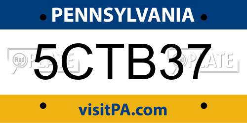 5CTB37 Pennsylvania License Plate