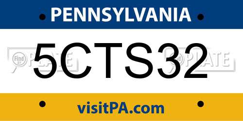 5CTS32 Pennsylvania License Plate