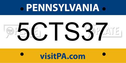 5CTS37 Pennsylvania License Plate
