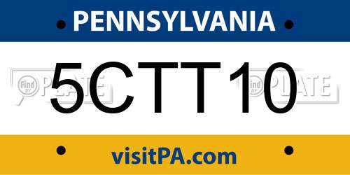 5CTT10 Pennsylvania License Plate