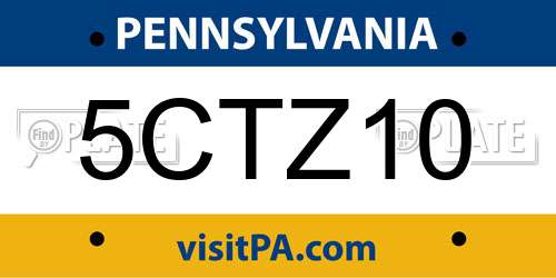 5CTZ10 Pennsylvania License Plate