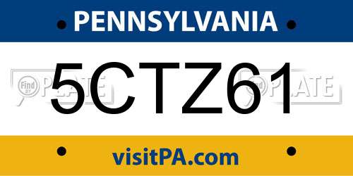 5CTZ61 Pennsylvania License Plate