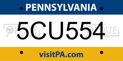 5CU554 Pennsylvania License Plate