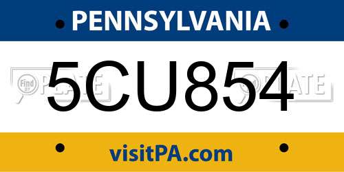 5CU854 Pennsylvania License Plate